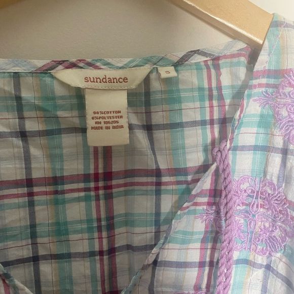 Sundance Plaid Embroidered Long Sleeve Top - Picture 3 of 7